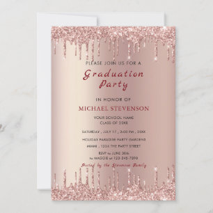 Carte Rose Gold Blush Parties scintillant Grad Party Inv