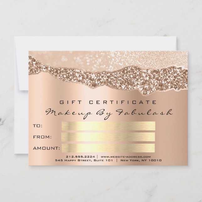 Carte Rose Gold Confetti QR Code Logo Beauté Studio Nail (Devant)