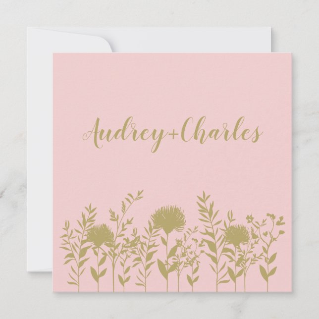 Carte Rose Gold Elegant, Modern and Minimalist Twigs (Devant)