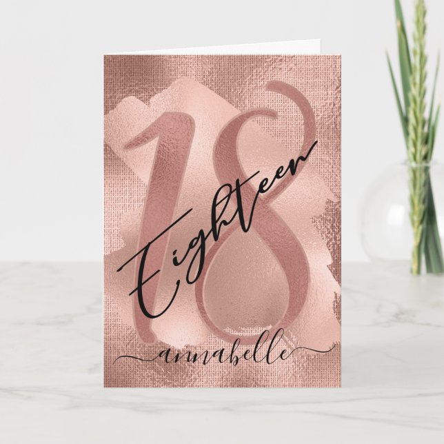 Carte Rose Gold Faux Foil 18e anniversaire (Devant)