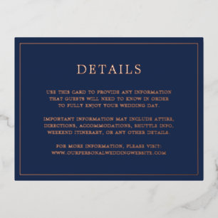Carte rose Gold Foil Mariage bleu marine