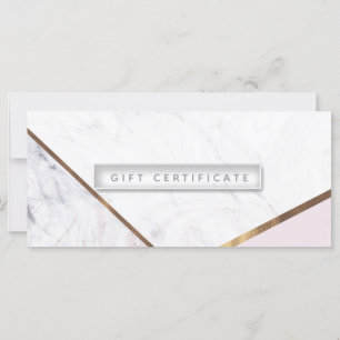 Carte Rose Gold Marble Swirl & Blush Certificat cadeau