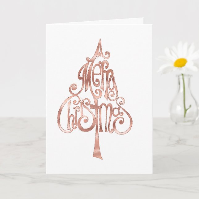 Carte Rose Gold Merry Christmas Tree (Petite plante)