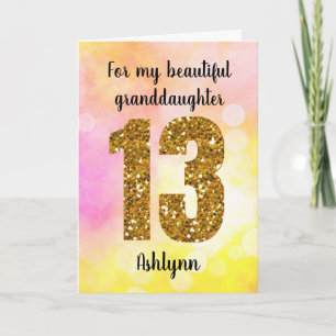 Carte Rose Gold Pailleté 13e Anniversaire Petite-Fille