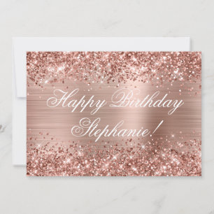 Carte Rose Gold Pailleté Joyeux Anniversaire Fantaisie