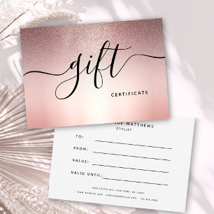 Carte Rose Gold Parties scintillant Beauté Salon Elégant
