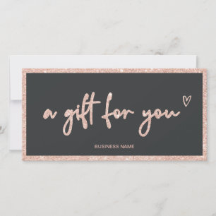 Carte Rose Gold parties scintillant coeur gris logo cade