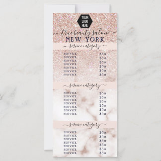 Carte Rose Gold Parties scintillant Marbre Logo Salon Pr