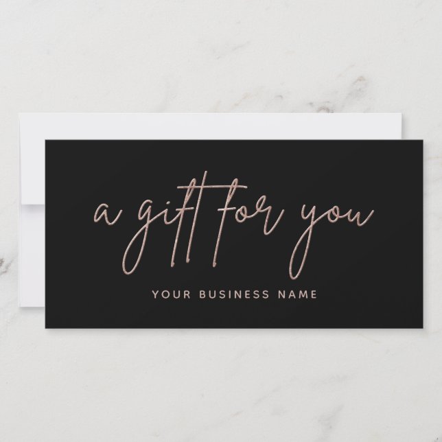 Carte Rose Gold Parties scintillant Script Bon cadeau d' (Devant)