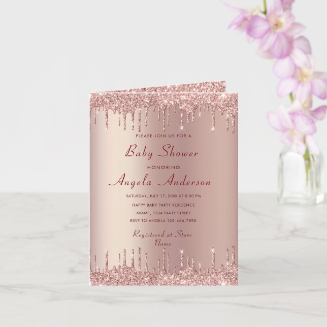 Carte Rose Gold Parties scintillant Votre bébé fille dou (Orchidée)