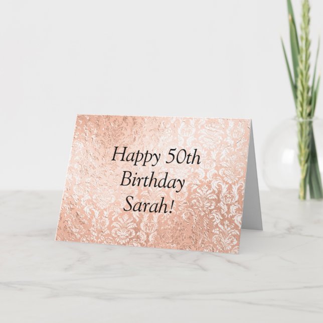 Carte Rose Gold personnalisé Joyeux anniversaire (Devant)