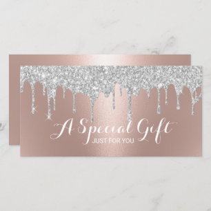Carte Rose Gold Silver Parties scintillant Drives Certif