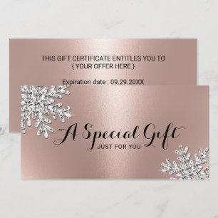Carte Rose Gold Snowflake Beauté Salon Certificats cadea