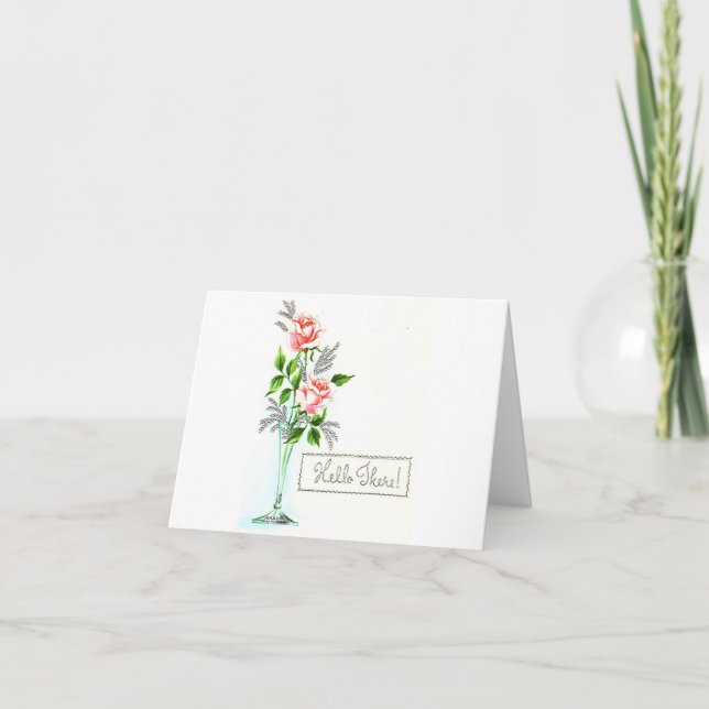 Carte Rose Hello vintage (Devant)