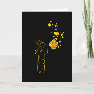 Carte Rose Jaune Et Soldats Vétéran Honorer Le Mémorial