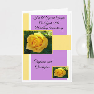 Carte Rose jaune Personnalisé 50e anniversaire de Mariag