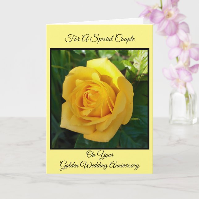 Carte Rose jaune Personnalisé 50e anniversaire de Mariag (Orchidée)