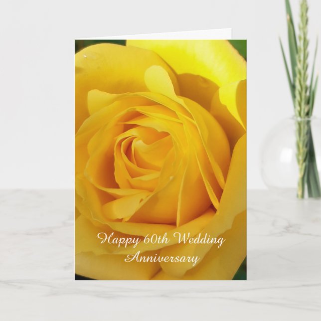 Carte Rose jaune Personnalisé 60e anniversaire de Mariag (Devant)