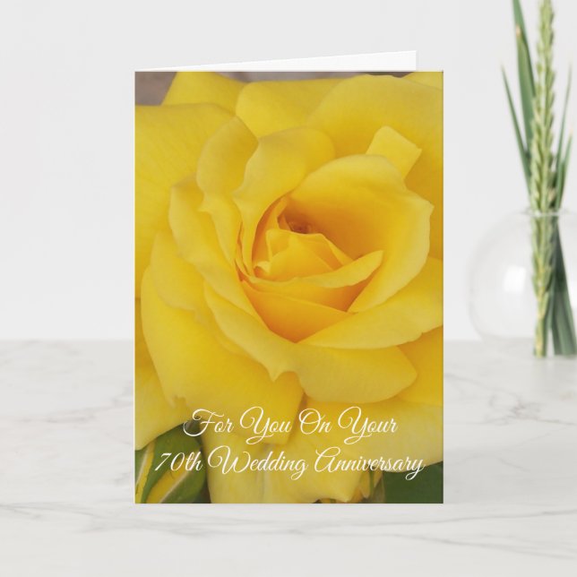 Carte Rose jaune Personnalisé 70e anniversaire de Mariag (Devant)