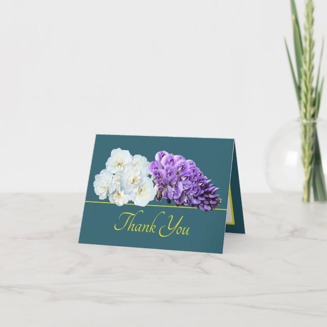 Carte Rose jaune vert Wisteria Chic Bouquet Merci (Devant)