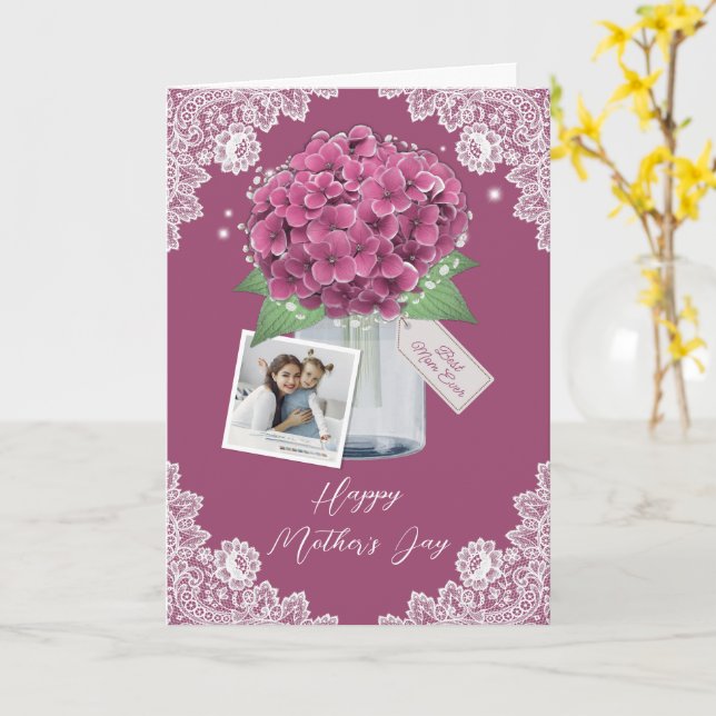 Carte Rose Meilleure maman jamais Floral Photo Bonne fêt (Fleur jaune)