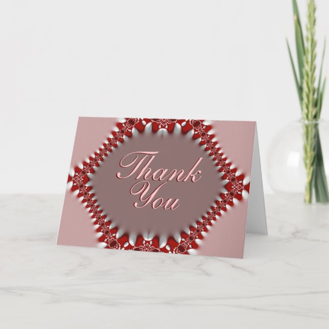 Carte rose Merci Satin+Dentelle rouge (Devant)
