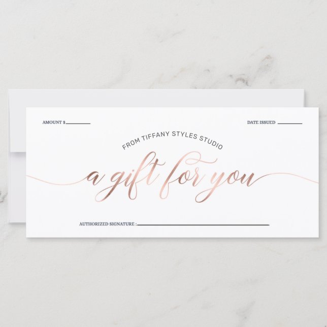 Carte Rose moderne Gold & Marine Blue certificat cadeau (Devant)