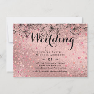 Carte Rose moderne Gold tendance Mariage budget