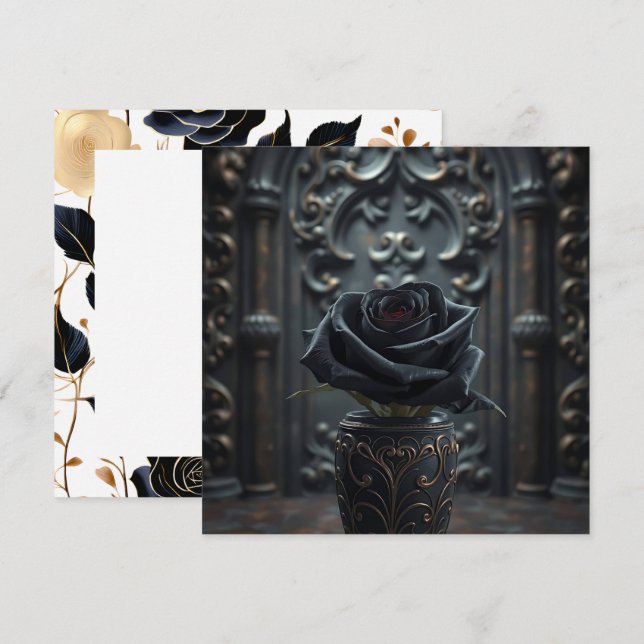 Carte Rose noir avec Arrière - plan gothique (Devant / Derrière)