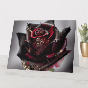 Carte Rose noire ornée Steam Punk