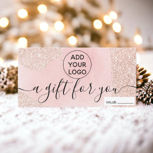 Carte Rose or parties scintillant rose logo certificat c