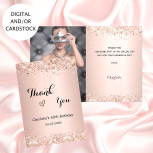 Carte Rose or photo anniversaire merci
