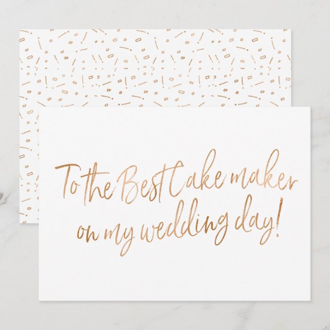 Carte Rose or pour Mariage Baker (Devant / Derrière)