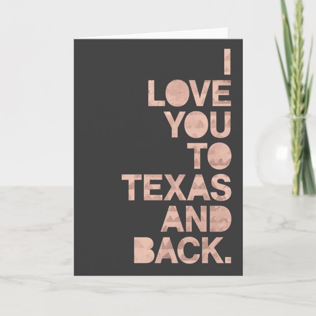 Carte Rose Pâle Je T'aime Du Texas Et Retour (Devant)