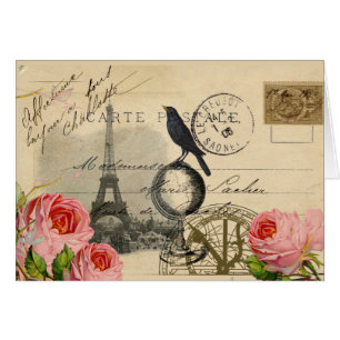Carte Rose Paris Crow Globe