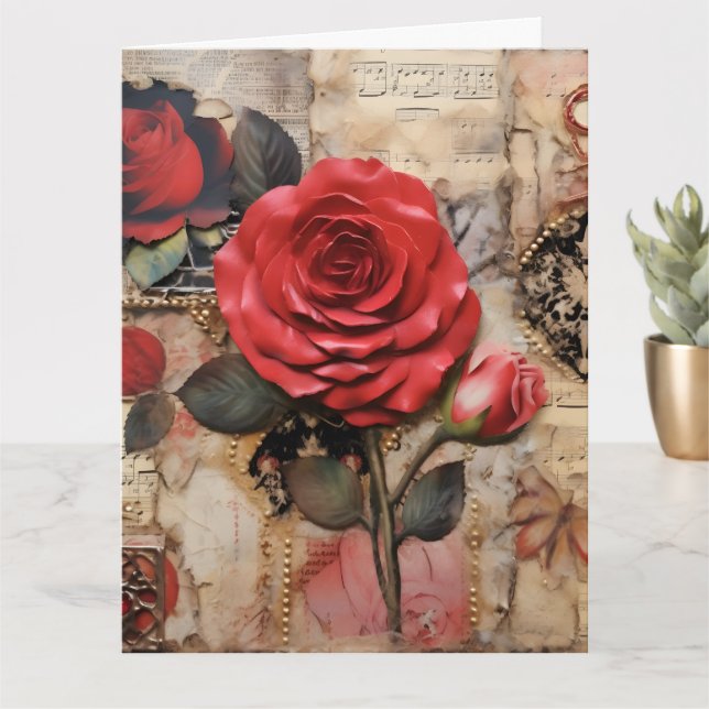 Carte Rose Parisienne Vintage (Petite plante)