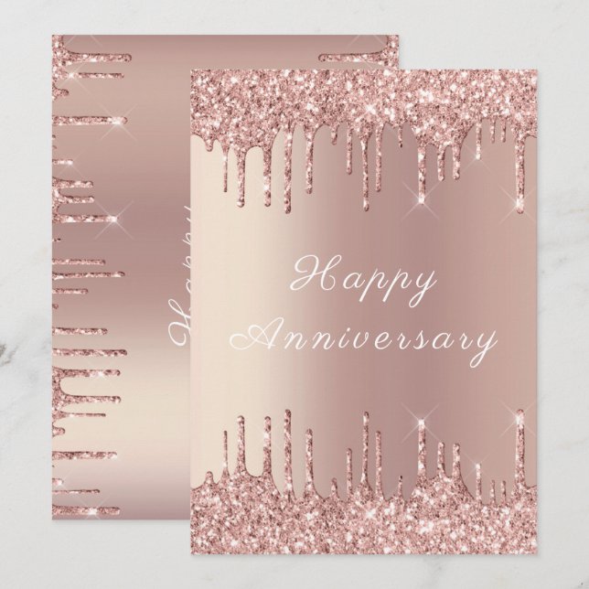 Carte Rose Parties scintillant de l'or blush Sparkle heu (Devant / Derrière)