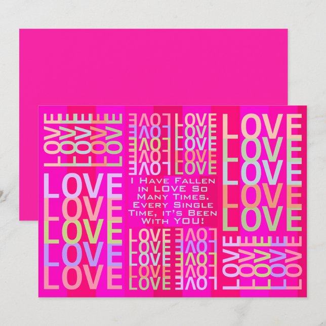 Carte Rose Personnalisé "AMOUR" (Devant / Derrière)