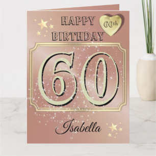 Carte Rose personnalisé Gold 60e anniversaire
