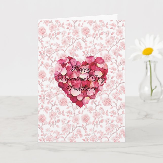 Carte Rose Petals Cœur Romantique Saint-Valentin (Petite plante)