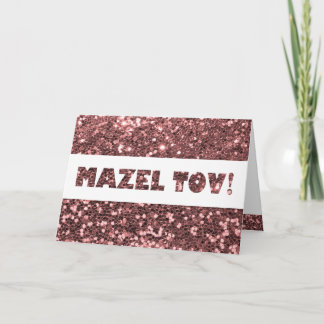 Carte Rose Pink Paillettes Mazel Tov Félicitations