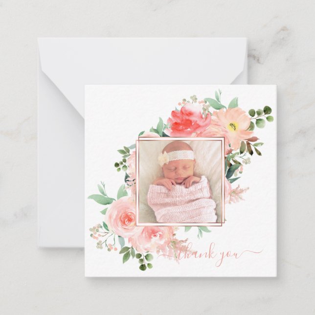 Carte Rose pour bébé couleur rose pâle (Devant)