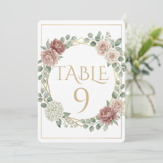 Carte Rose Poussiéreuse Élégante Géométrique Floral Aqua