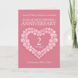 Carte Rose Quartz 2e anniversaire mariage coeur rose