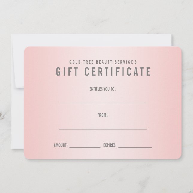Carte Rose Quartz Shabby Chic Moderne Certificat Cadeau (Devant)