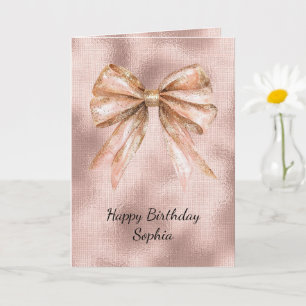 Carte Rose rose Blush Gold Bow Anniversaire