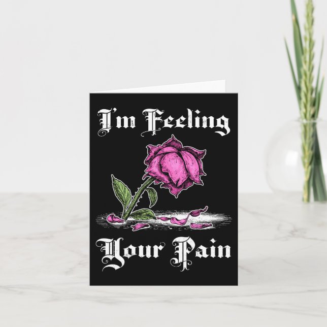 Carte Rose rose en désespoir Texte blanc (Devant)