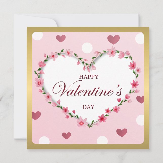 Carte Rose Rose Floral Coeurs Cadeaux de la Saint Valent (Devant)