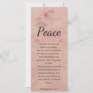 Carte Rose Rose Floral Élégante Bible - Paix - Signet
