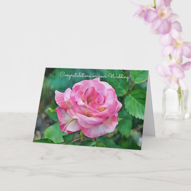 Carte Rose rose Mariage Félicitations Art (Orchidée)